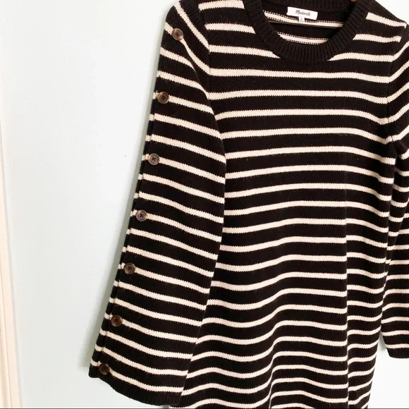 Madewell Striped Mini Long Sleeve Knit Dress - Picture 5 of 10